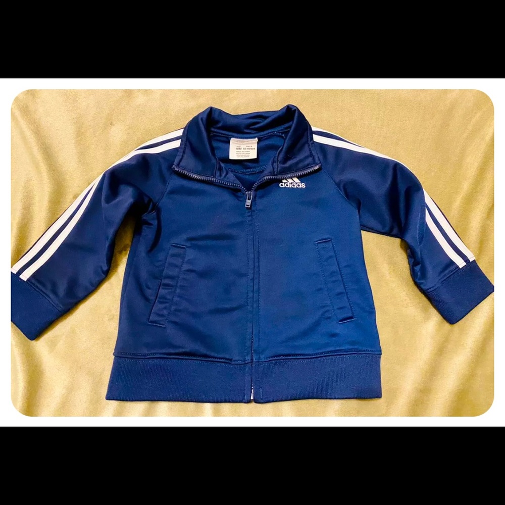 🌻5 for $20🏷️ Infants Toddlers ADIDAS Navy Blue Track Suit Zip Jacket 18mo.